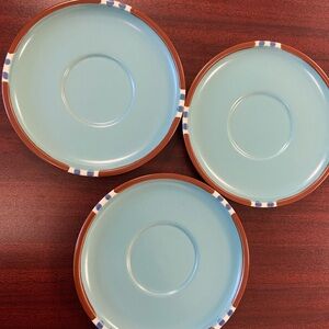 Set of 3 DANSK Saucers Mesa Pattern Turquoise